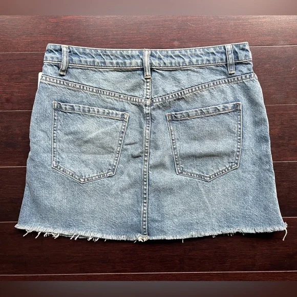 Free People We The Free Zip It Up Denim Mini Skirt A-Line Frayed Hem 31 NWT - Picture 12 of 12